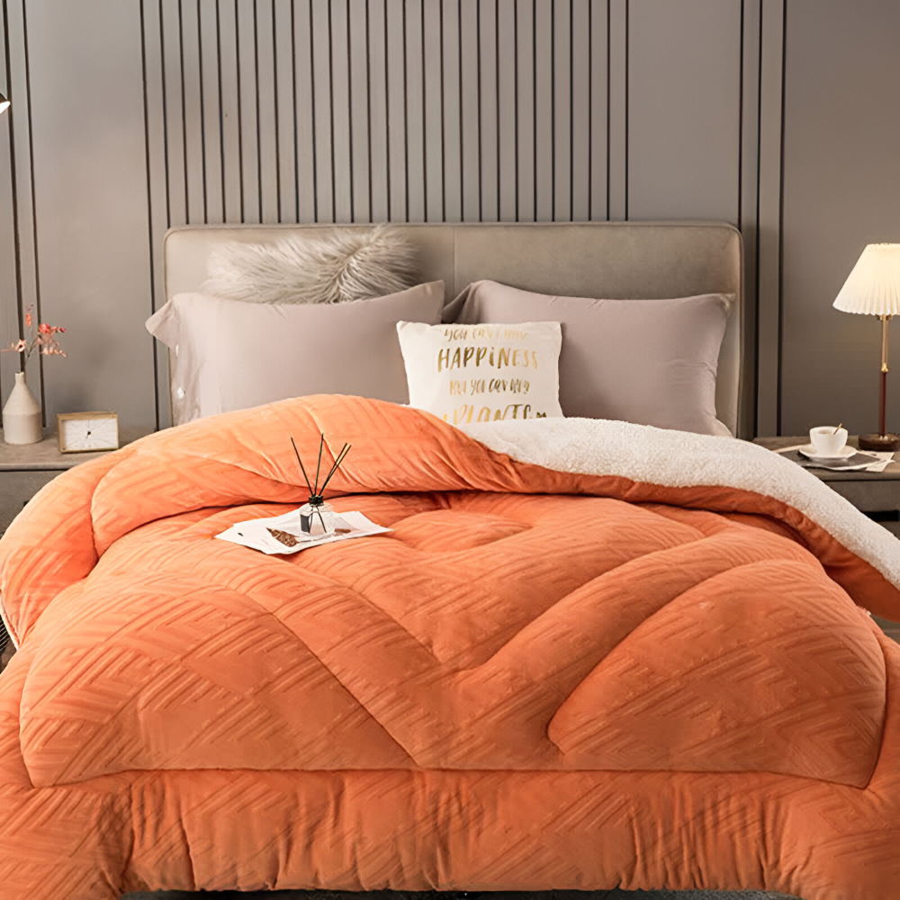 Mysig, tjock sherpa-fleece-täcke med quiltat foder för ultimat komfort