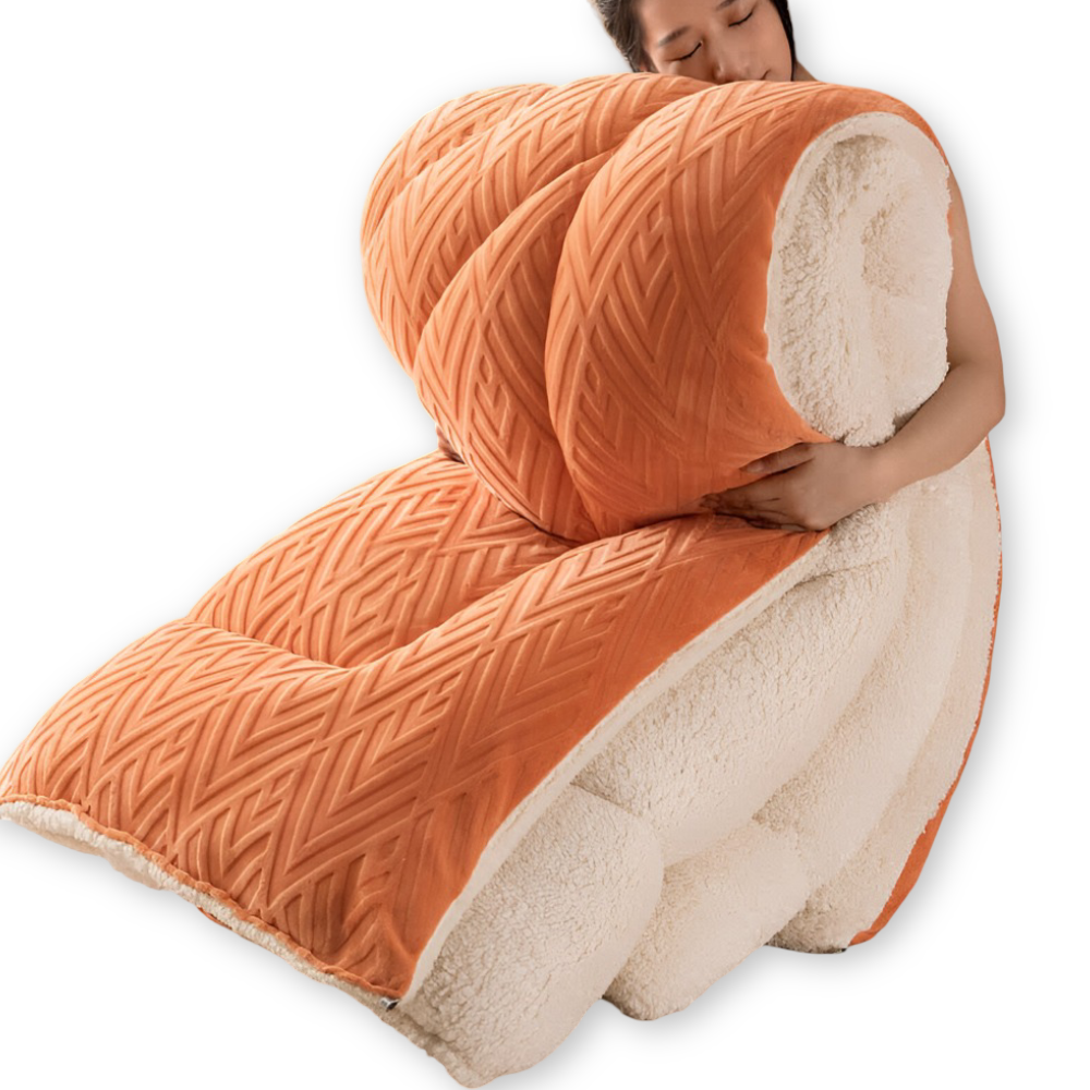 Mysig, tjock sherpa-fleece-täcke med quiltat foder för ultimat komfort