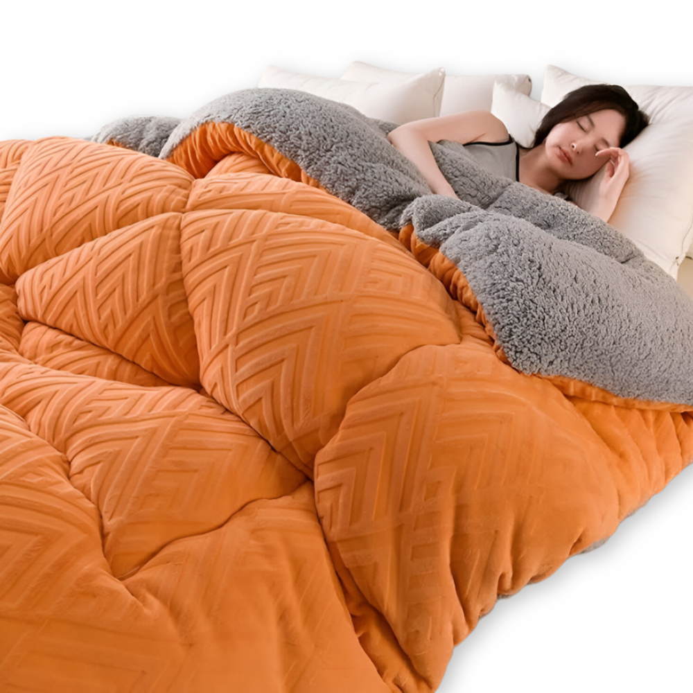 Mysig, tjock sherpa-fleece-täcke med quiltat foder för ultimat komfort