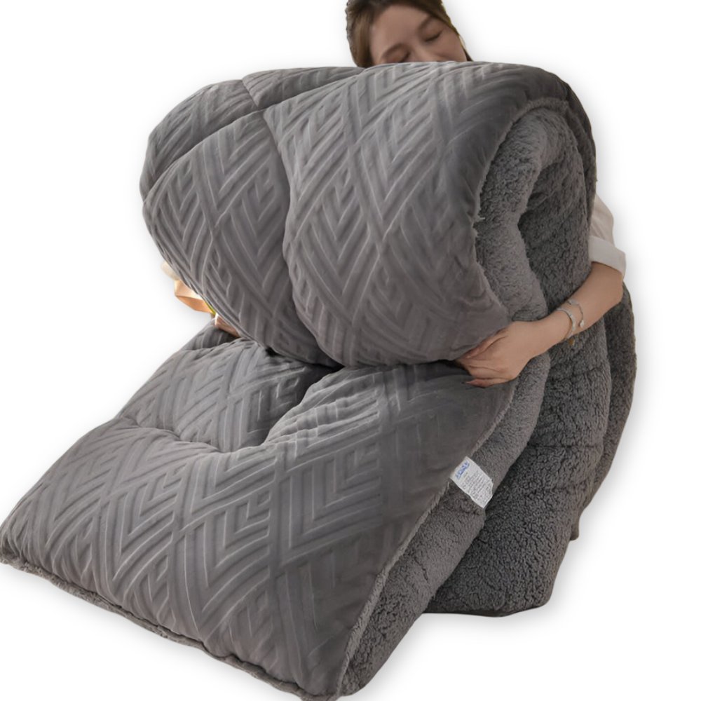 Mysig, tjock sherpa-fleece-täcke med quiltat foder för ultimat komfort