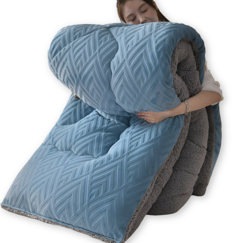 Mysig, tjock sherpa-fleece-täcke med quiltat foder för ultimat komfort