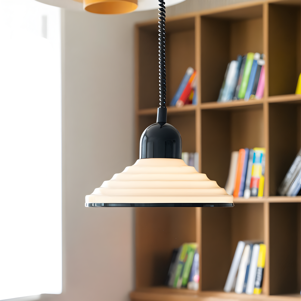 CremeHue Pendellampa - Modern Metallhänglampa med Svart Fjäderkabel