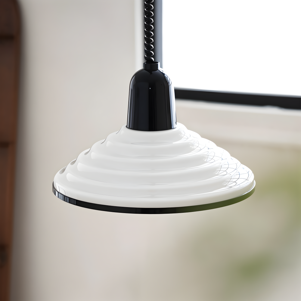 CremeHue Pendellampa - Modern Metallhänglampa med Svart Fjäderkabel