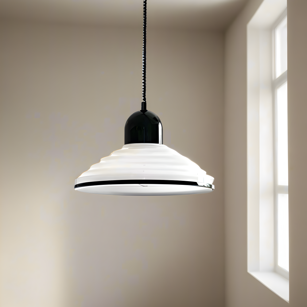 CremeHue Pendellampa - Modern Metallhänglampa med Svart Fjäderkabel