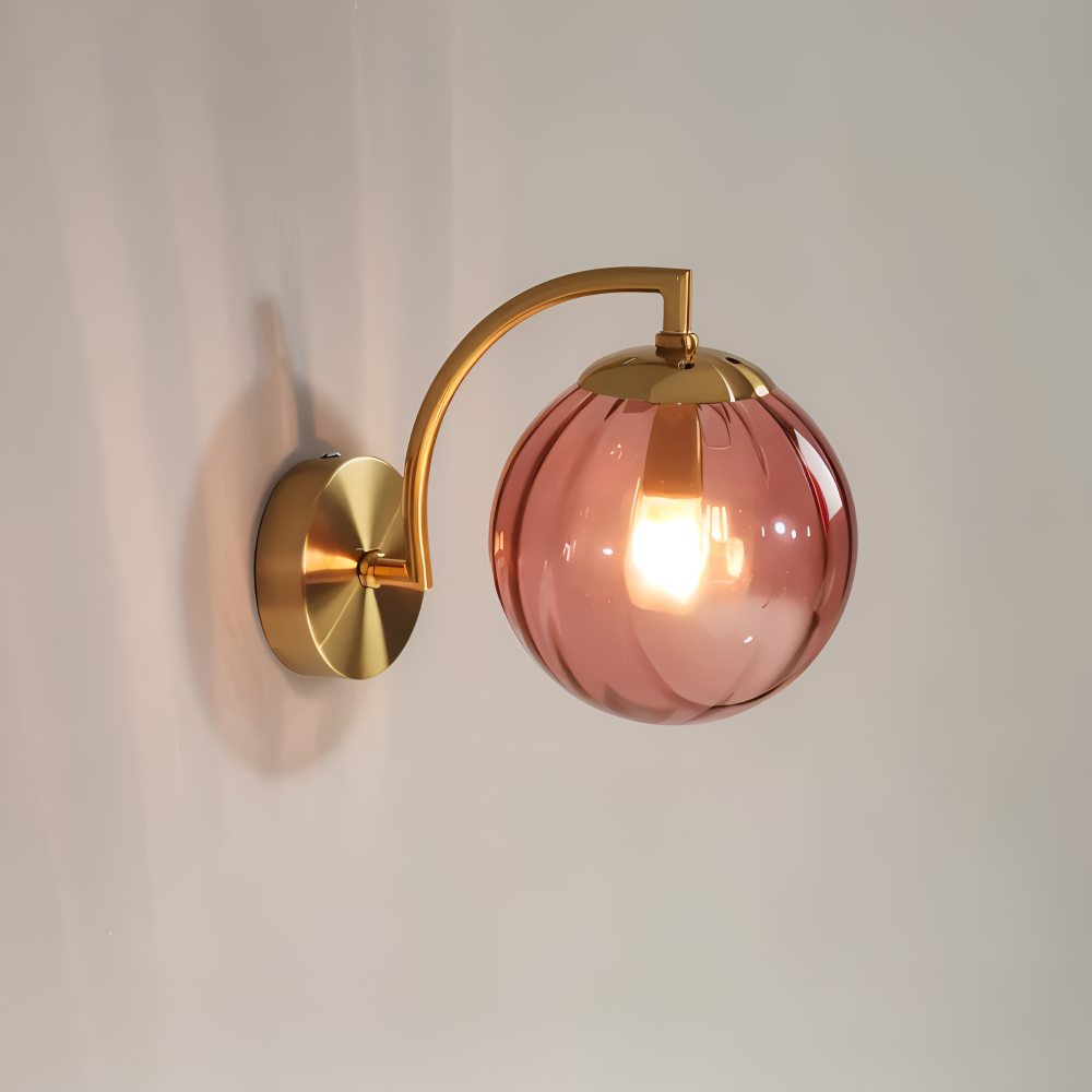 CrystalGlow Vägglampa - Globe Lampor Inomhus - Retro Glas LED Sovrum Vägglampa