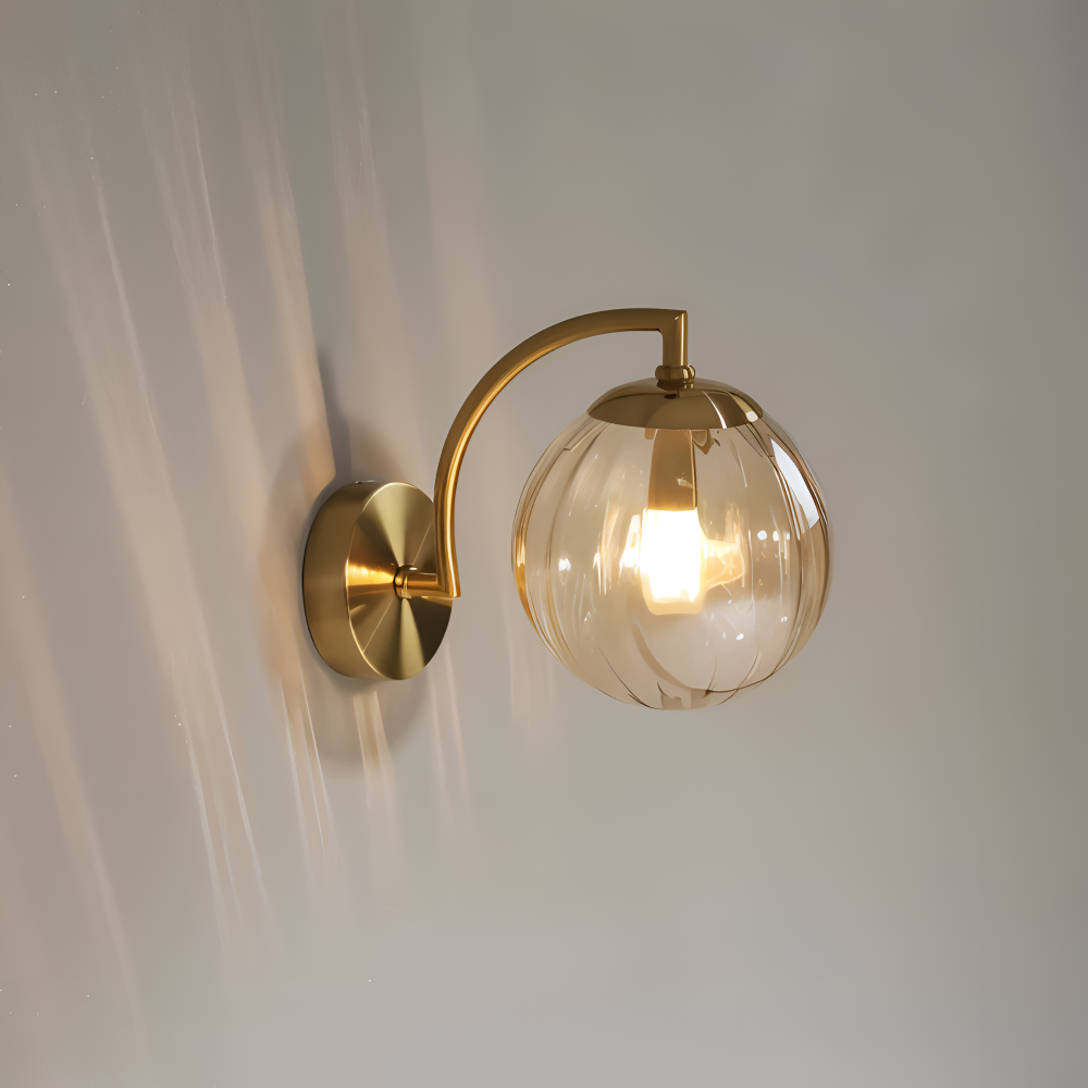 CrystalGlow Vägglampa - Globe Lampor Inomhus - Retro Glas LED Sovrum Vägglampa