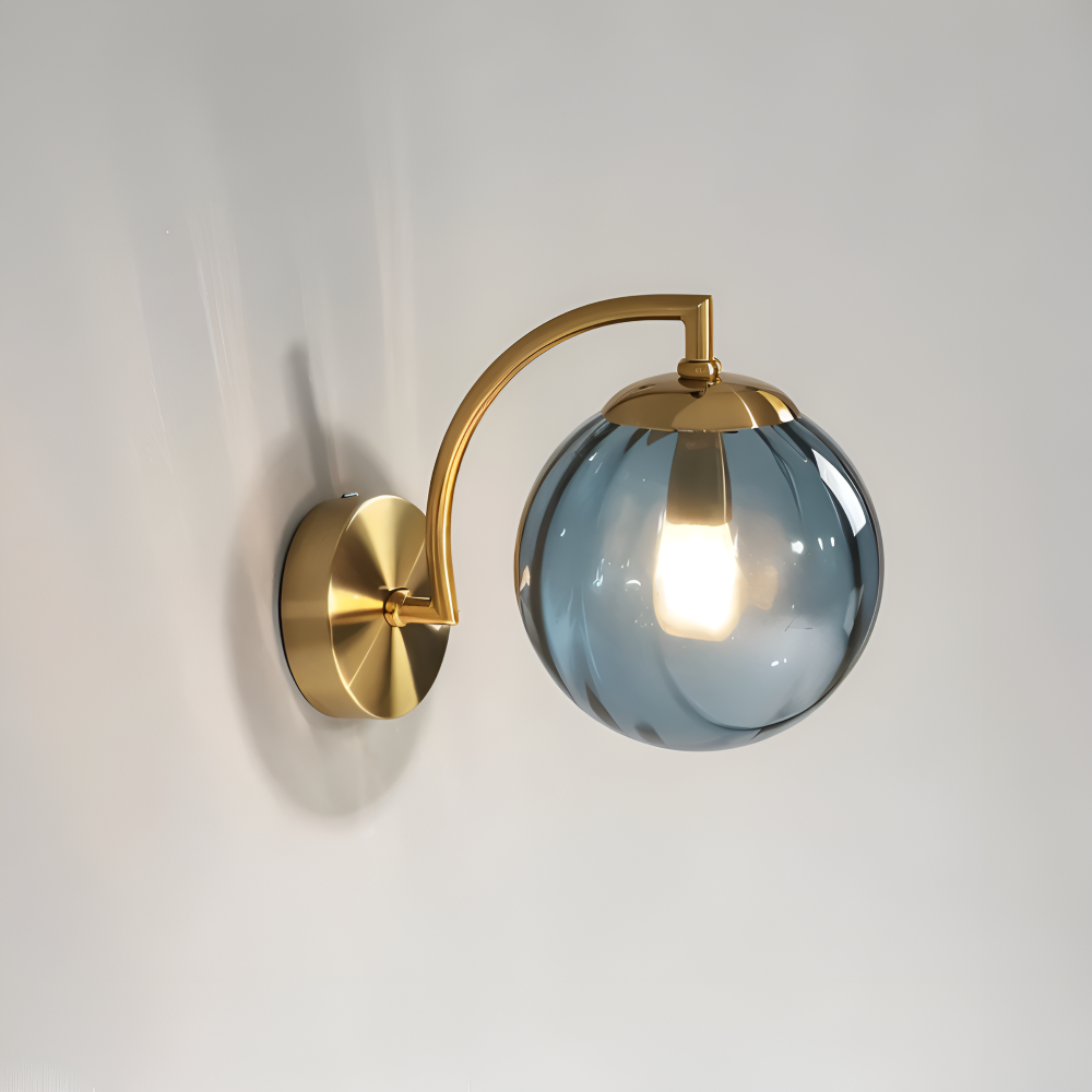 CrystalGlow Vägglampa - Globe Lampor Inomhus - Retro Glas LED Sovrum Vägglampa