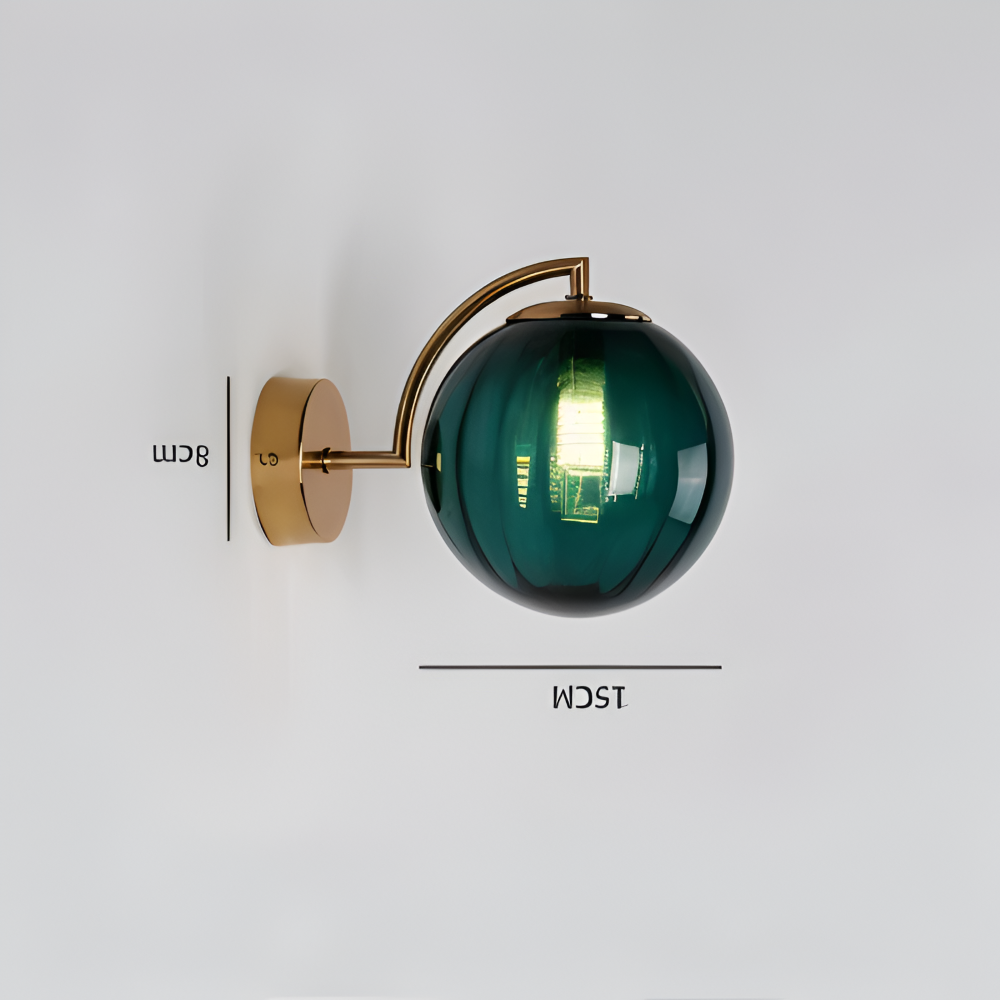 CrystalGlow Vägglampa - Globe Lampor Inomhus - Retro Glas LED Sovrum Vägglampa