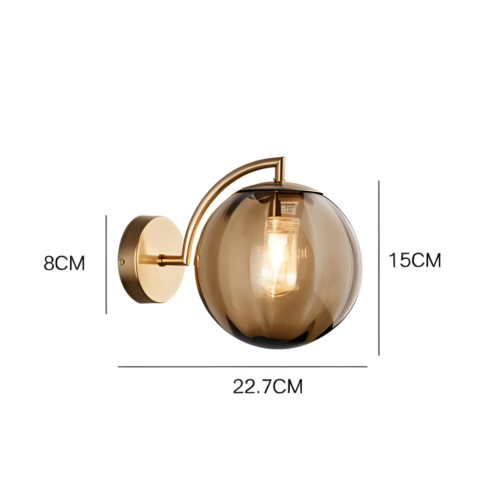 CrystalGlow Vägglampa - Globe Lampor Inomhus - Retro Glas LED Sovrum Vägglampa