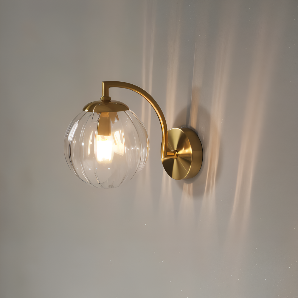 CrystalGlow Vägglampa - Globe Lampor Inomhus - Retro Glas LED Sovrum Vägglampa