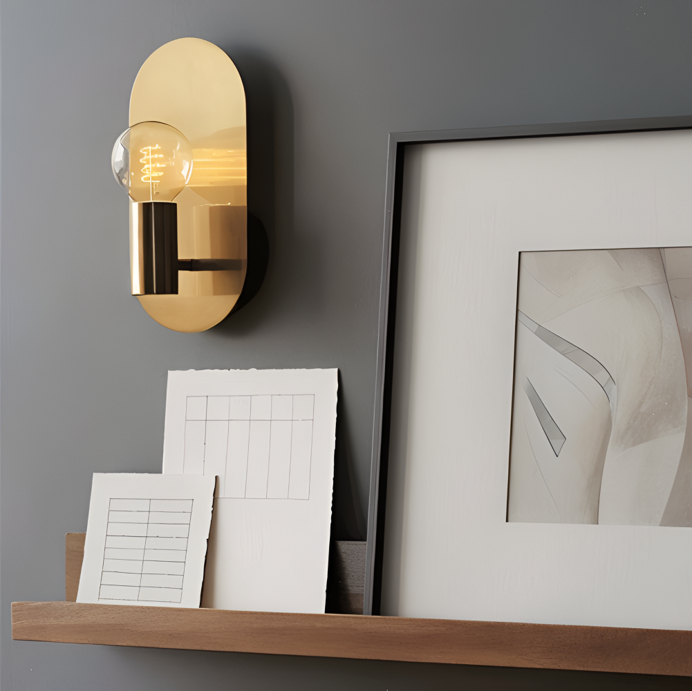 Cu Vägglampa - Polerad Guldplatta Vägglampa - Modern Vägglampa Design - Vägglampor LED Inomhus
