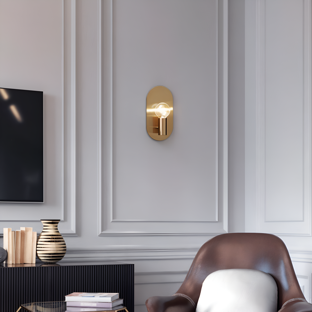 Cu Vägglampa - Polerad Guldplatta Vägglampa - Modern Vägglampa Design - Vägglampor LED Inomhus