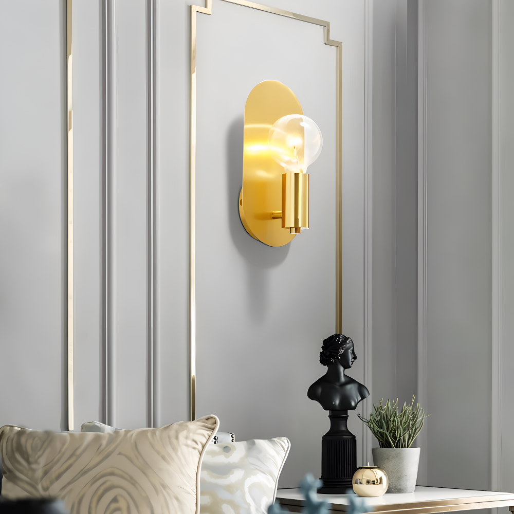 Cu Vägglampa - Polerad Guldplatta Vägglampa - Modern Vägglampa Design - Vägglampor LED Inomhus