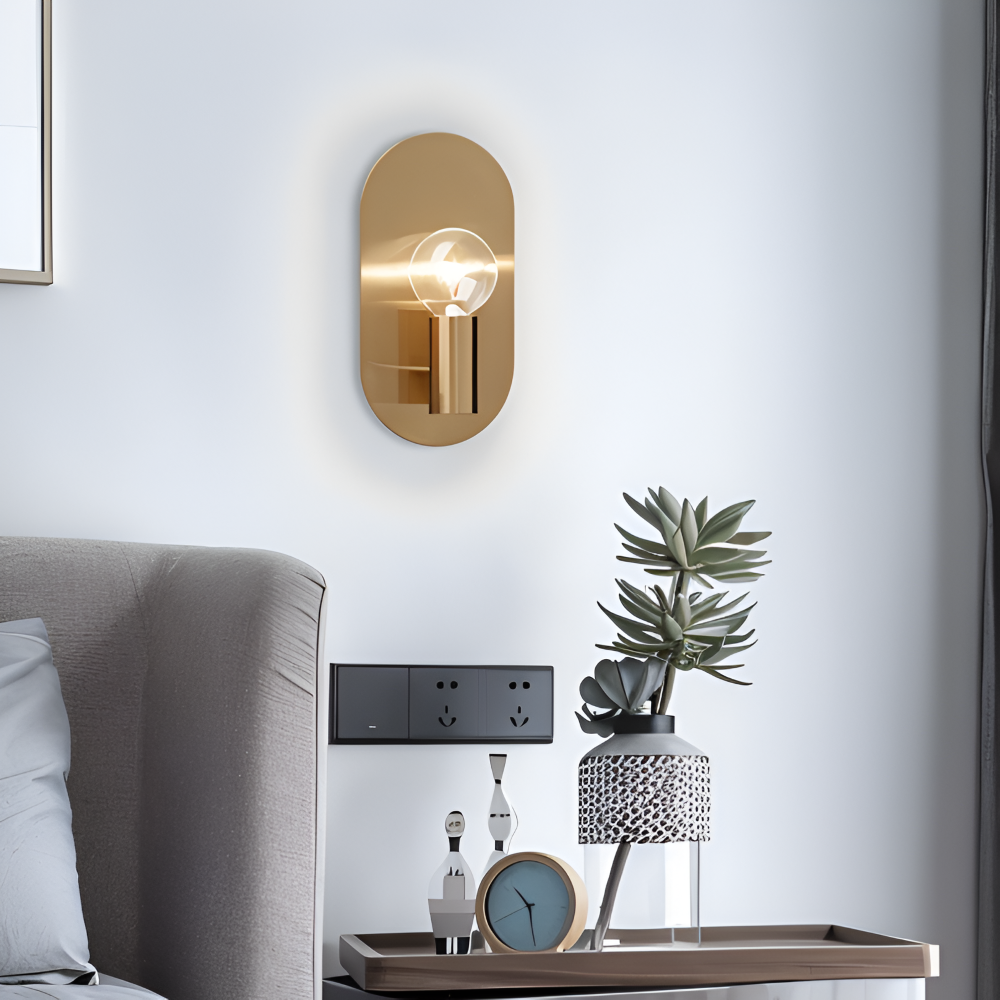 Cu Vägglampa - Polerad Guldplatta Vägglampa - Modern Vägglampa Design - Vägglampor LED Inomhus
