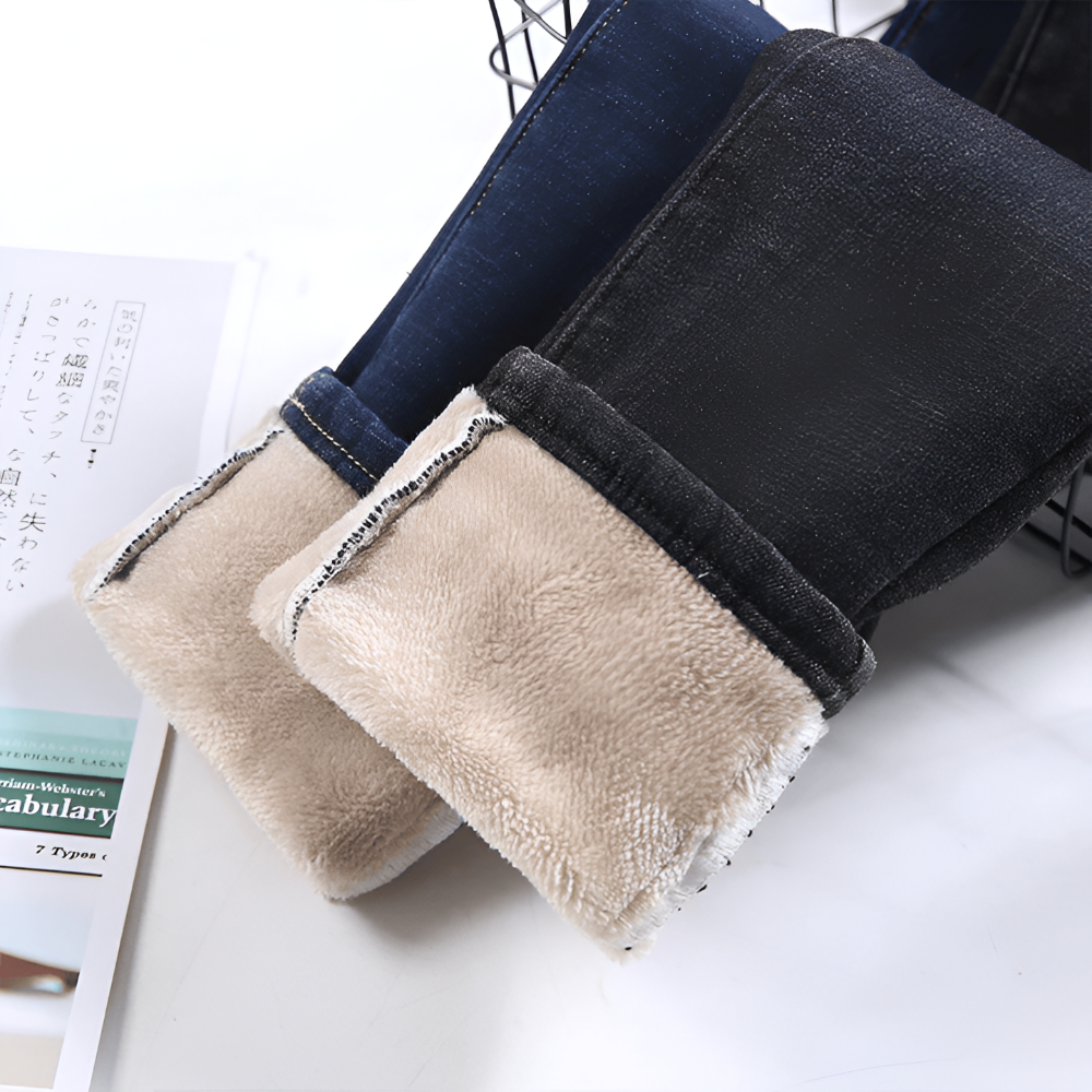 CurveFit Fleece Legging - Skinny Jeans för Damer med Hög Midja och Sherpa-foder