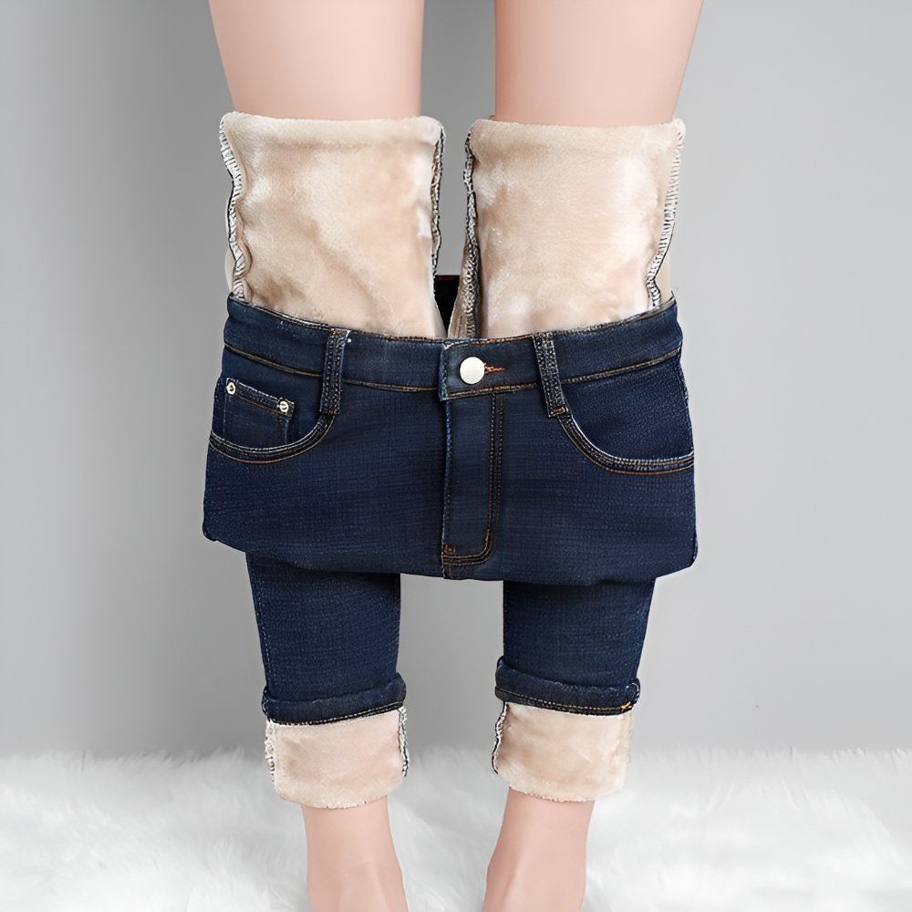 CurveFit Fleece Legging - Skinny Jeans för Damer med Hög Midja och Sherpa-foder
