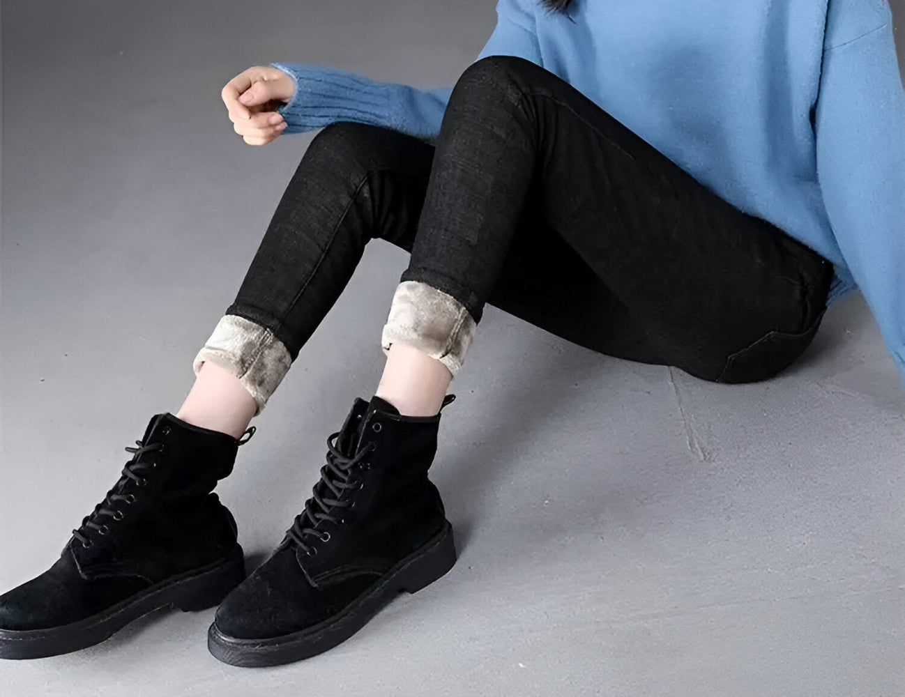 CurveFit Fleece Legging - Skinny Jeans för Damer med Hög Midja och Sherpa-foder