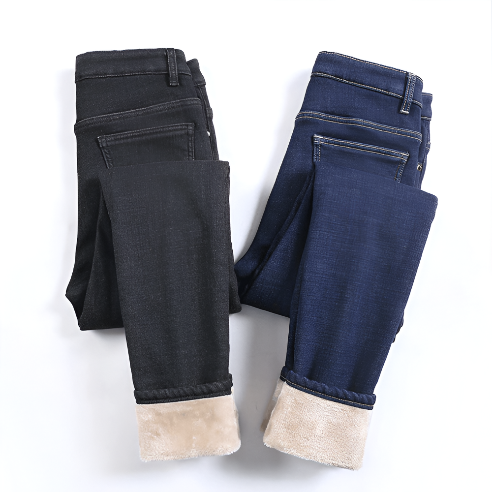 CurveFit Fleece Legging - Skinny Jeans för Damer med Hög Midja och Sherpa-foder