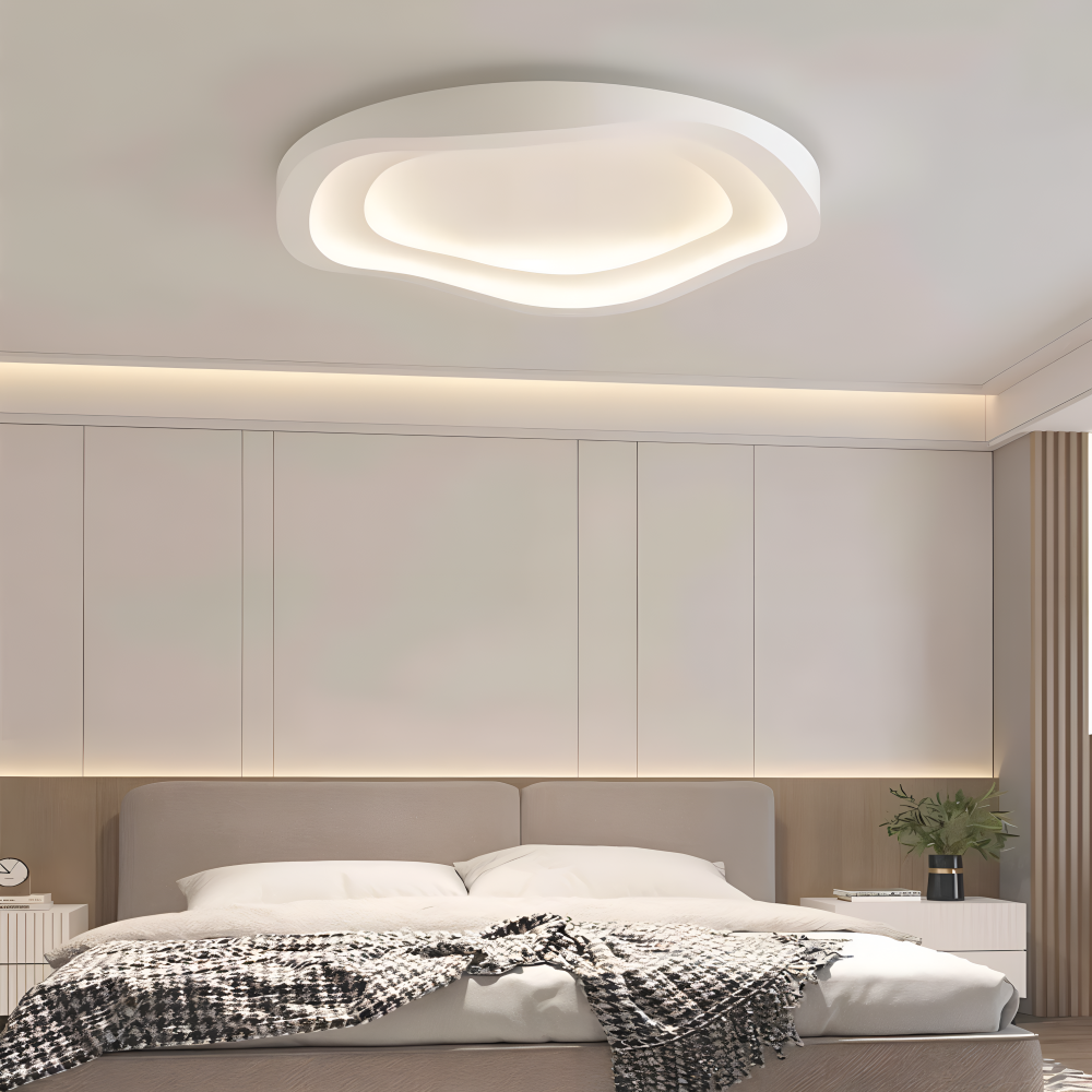 Kurvig Vit Taklampa - Minimalistisk, Dimbar, Infälld LED-lampa