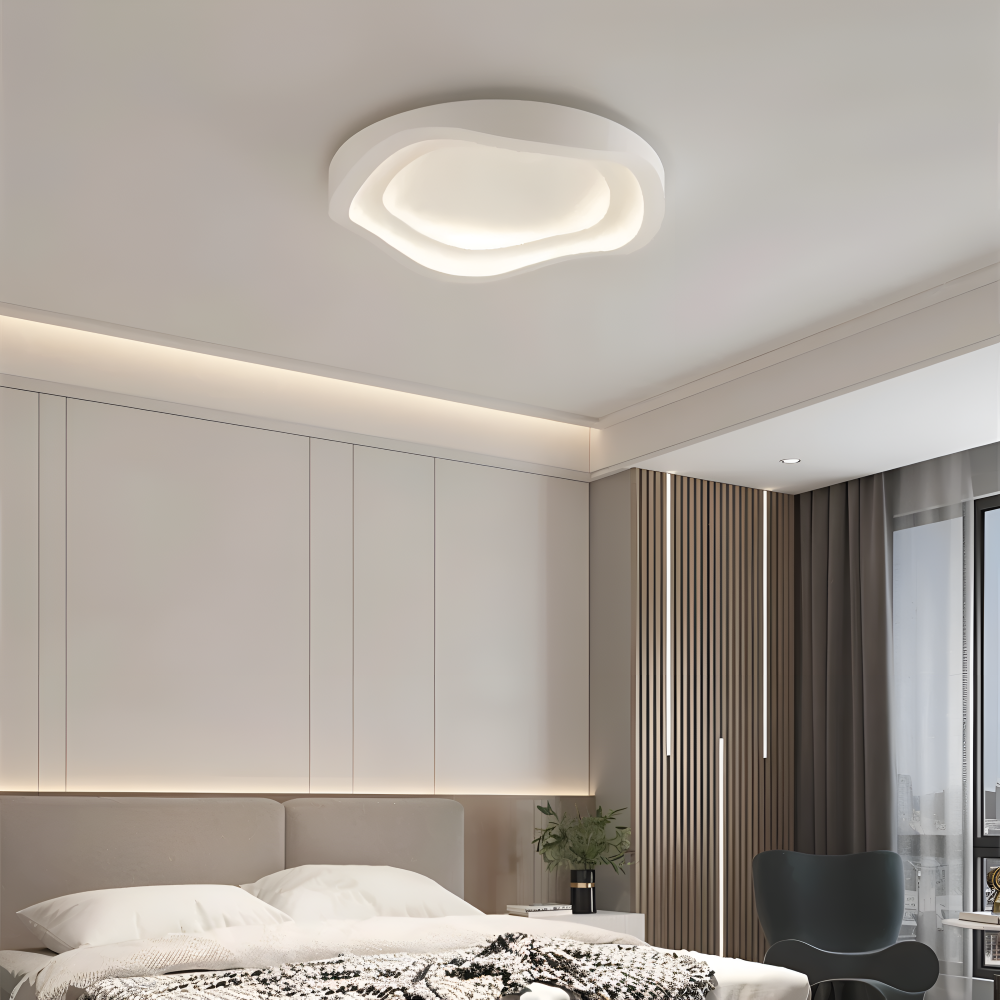 Kurvig Vit Taklampa - Minimalistisk, Dimbar, Infälld LED-lampa