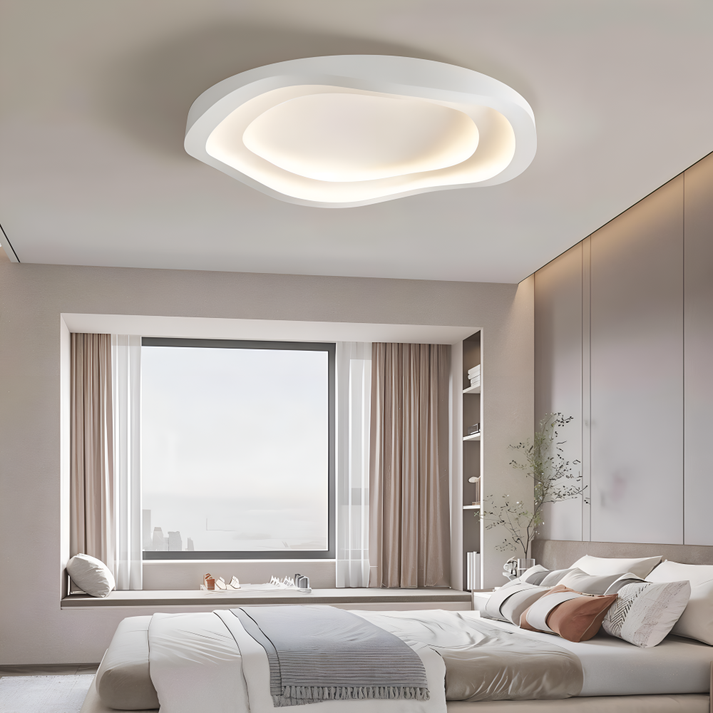 Kurvig Vit Taklampa - Minimalistisk, Dimbar, Infälld LED-lampa