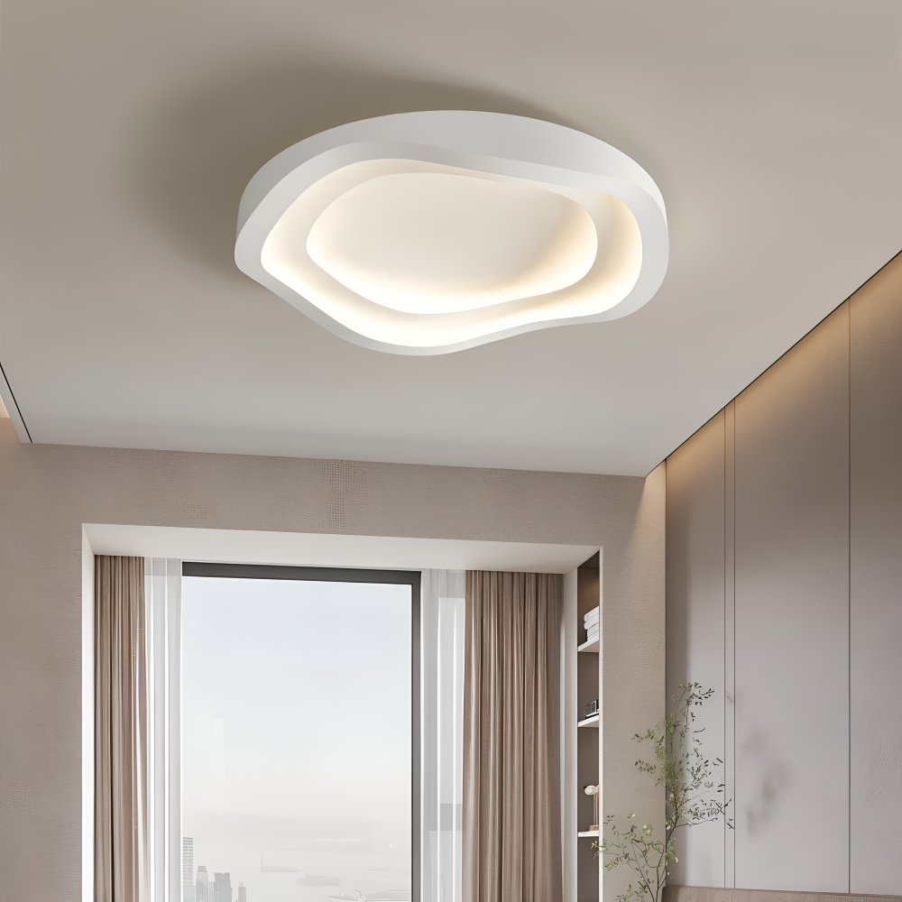 Kurvig Vit Taklampa - Minimalistisk, Dimbar, Infälld LED-lampa