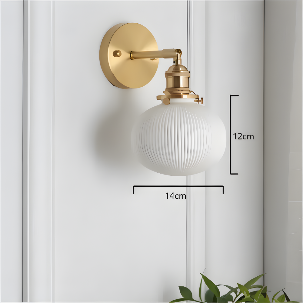 CyRibbed Vägglampa - Keramisk Vägglampa - Ribbade Vita Vägglampa Design - Vägglampor LED