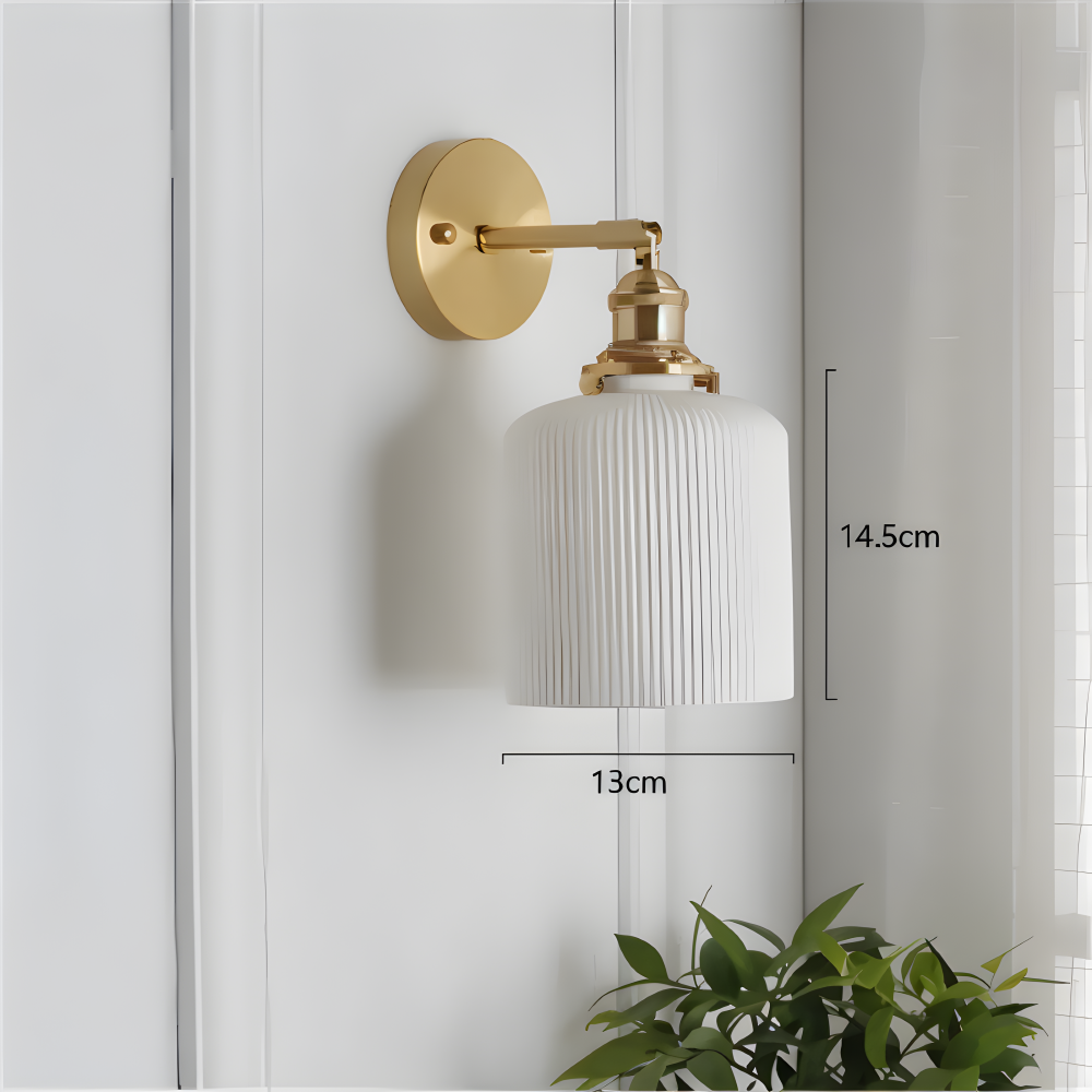 CyRibbed Vägglampa - Keramisk Vägglampa - Ribbade Vita Vägglampa Design - Vägglampor LED