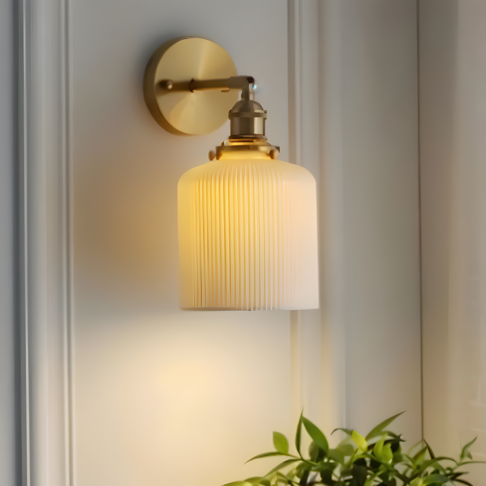 CyRibbed Vägglampa - Keramisk Vägglampa - Ribbade Vita Vägglampa Design - Vägglampor LED