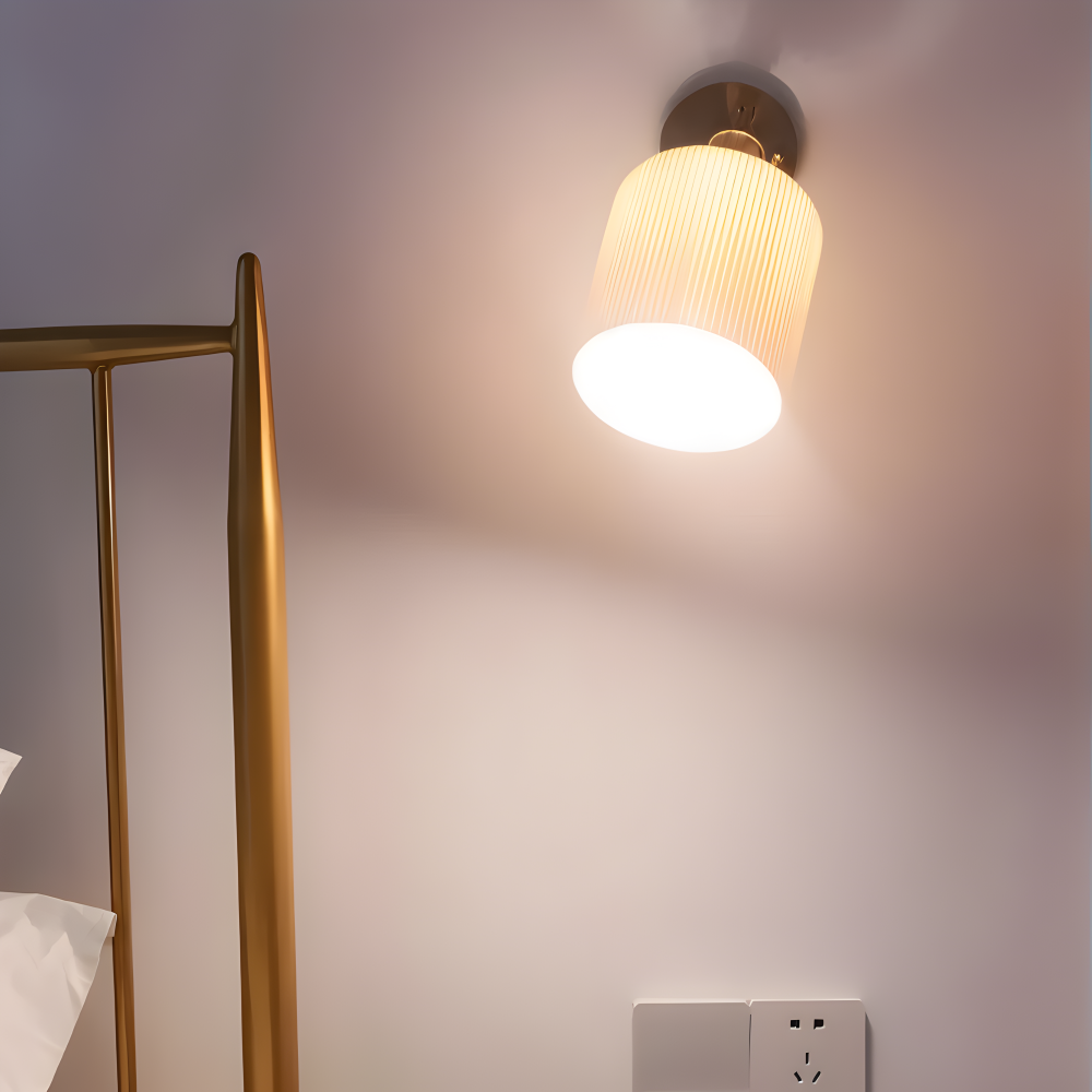 CyRibbed Vägglampa - Keramisk Vägglampa - Ribbade Vita Vägglampa Design - Vägglampor LED