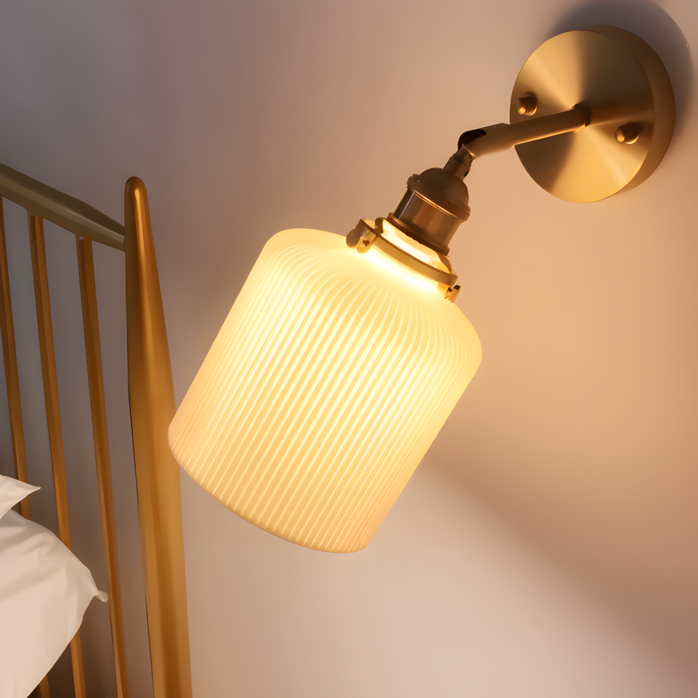 CyRibbed Vägglampa - Keramisk Vägglampa - Ribbade Vita Vägglampa Design - Vägglampor LED