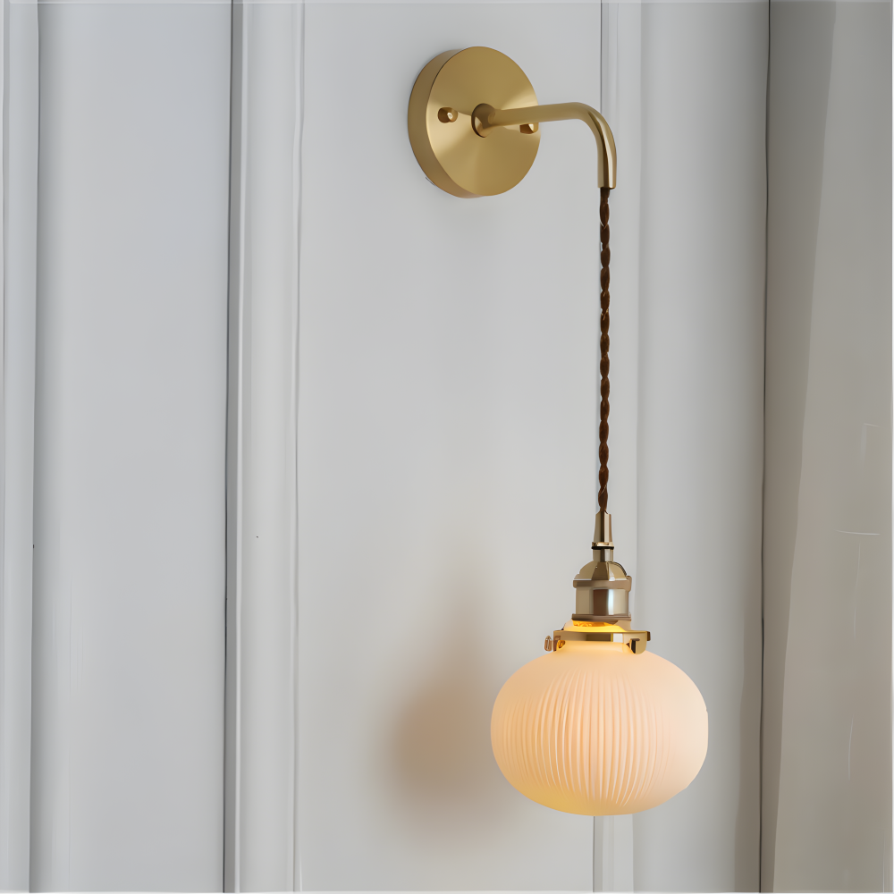 CyRibbed Vägglampa - Keramisk Vägglampa - Ribbade Vita Vägglampa Design - Vägglampor LED