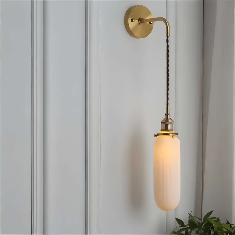 CyRibbed Vägglampa - Keramisk Vägglampa - Ribbade Vita Vägglampa Design - Vägglampor LED