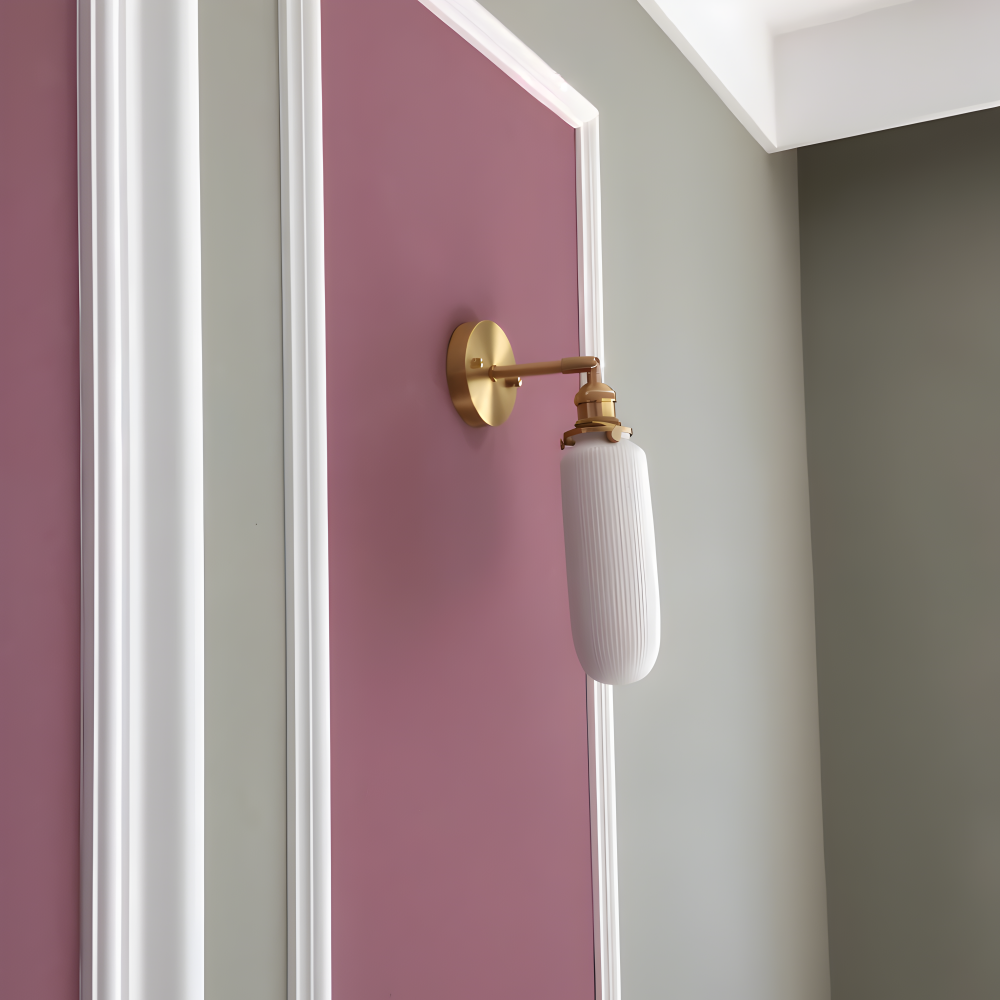 CyRibbed Vägglampa - Keramisk Vägglampa - Ribbade Vita Vägglampa Design - Vägglampor LED