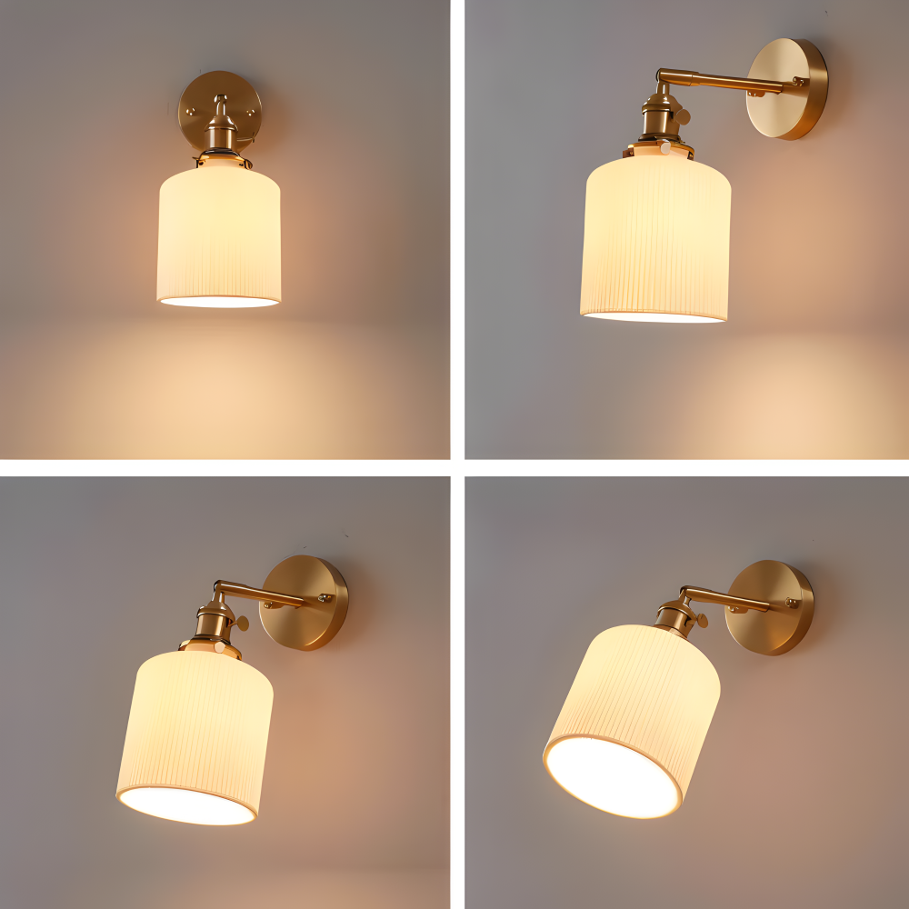 CyRibbed Vägglampa - Keramisk Vägglampa - Ribbade Vita Vägglampa Design - Vägglampor LED