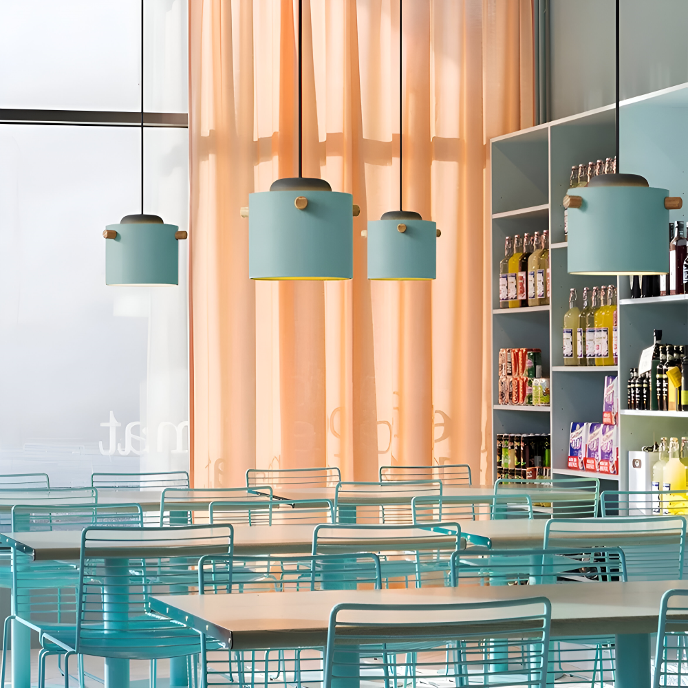 CylinBright Pendellampa - Skandinavisk trä & järn Färgglad LED Hänglampa