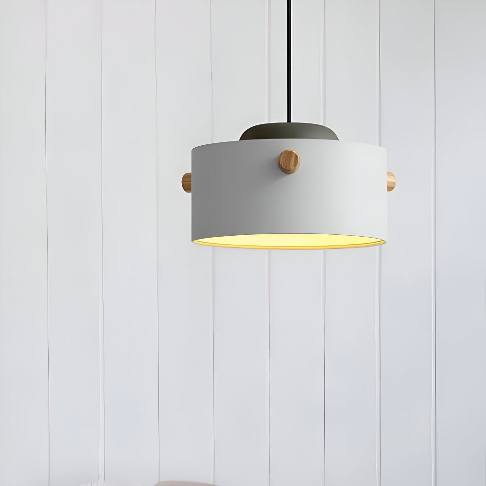 CylinBright Pendellampa - Skandinavisk trä & järn Färgglad LED Hänglampa