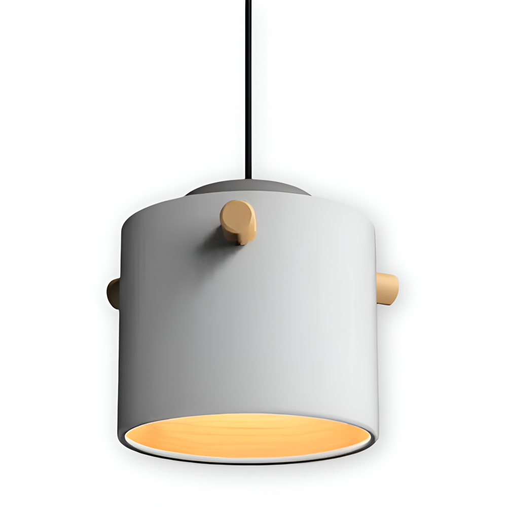 CylinBright Pendellampa - Skandinavisk trä & järn Färgglad LED Hänglampa