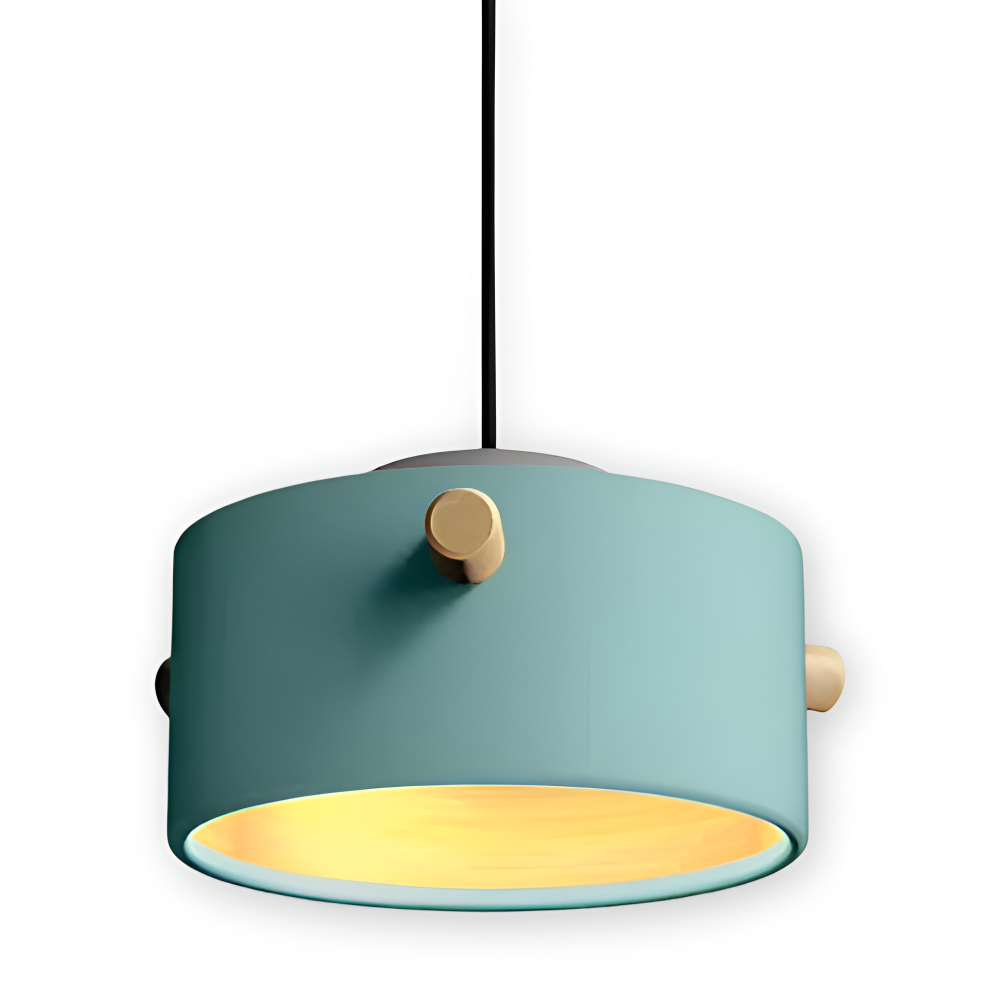 CylinBright Pendellampa - Skandinavisk trä & järn Färgglad LED Hänglampa