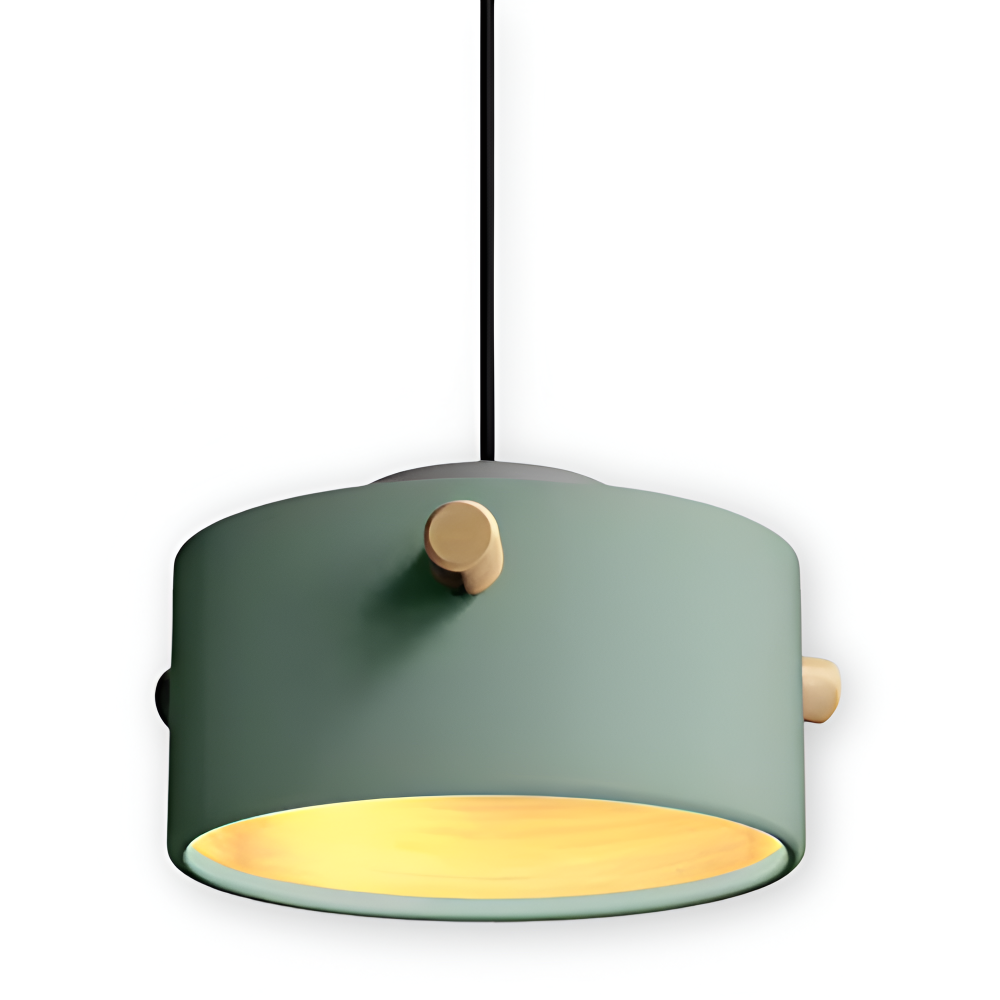 CylinBright Pendellampa - Skandinavisk trä & järn Färgglad LED Hänglampa