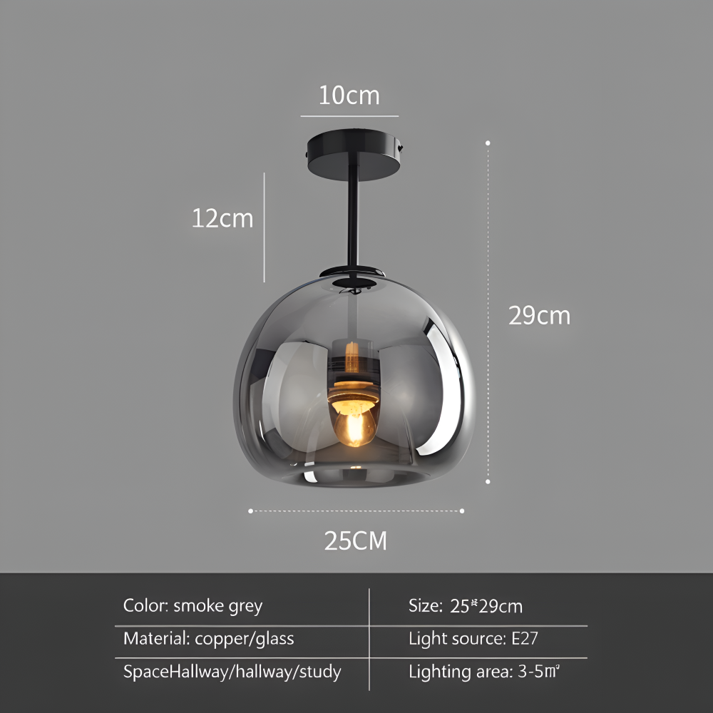 DecoRound Taklampa - Semi Flush Mount Svart Guld Rund Glas LED Taklampa