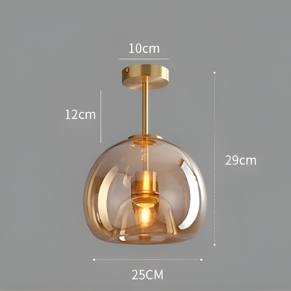 DecoRound Taklampa - Semi Flush Mount Svart Guld Rund Glas LED Taklampa