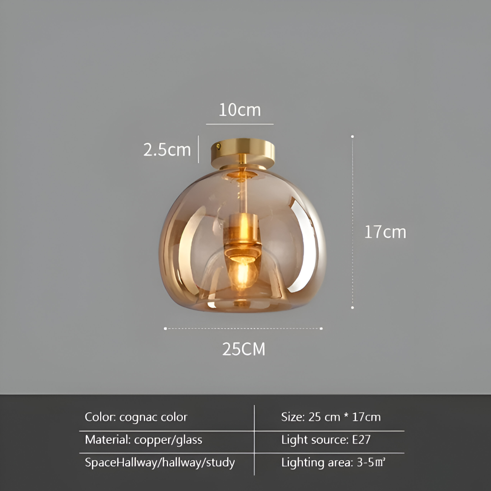 DecoRound Taklampa - Semi Flush Mount Svart Guld Rund Glas LED Taklampa