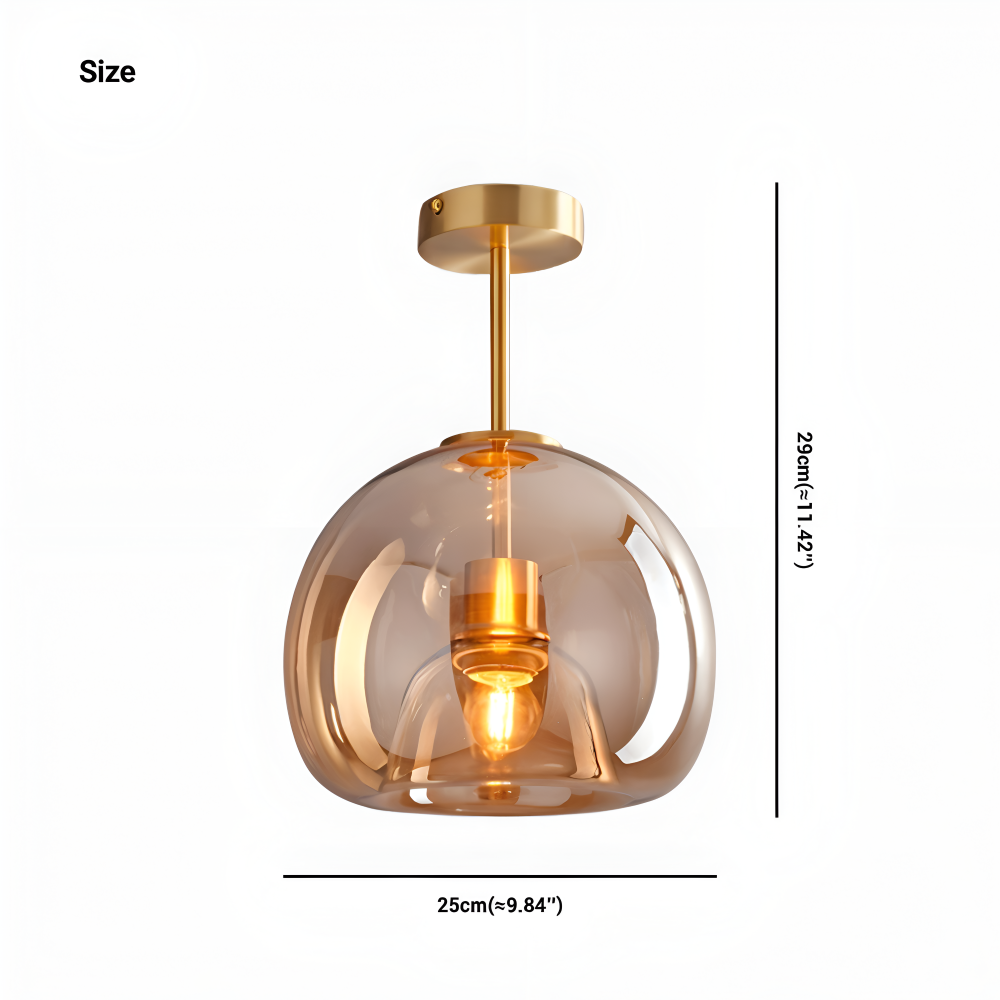 DecoRound Taklampa - Semi Flush Mount Svart Guld Rund Glas LED Taklampa