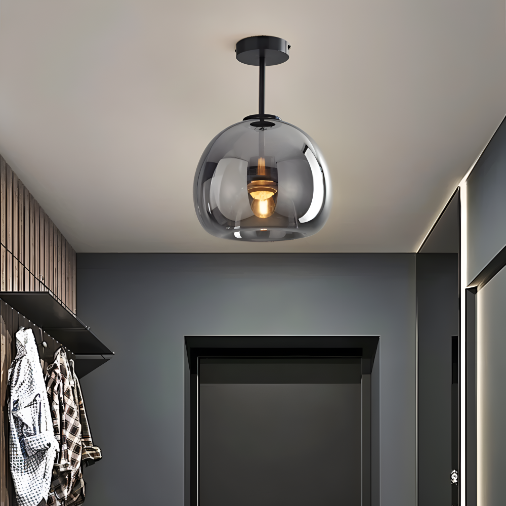 DecoRound Taklampa - Semi Flush Mount Svart Guld Rund Glas LED Taklampa