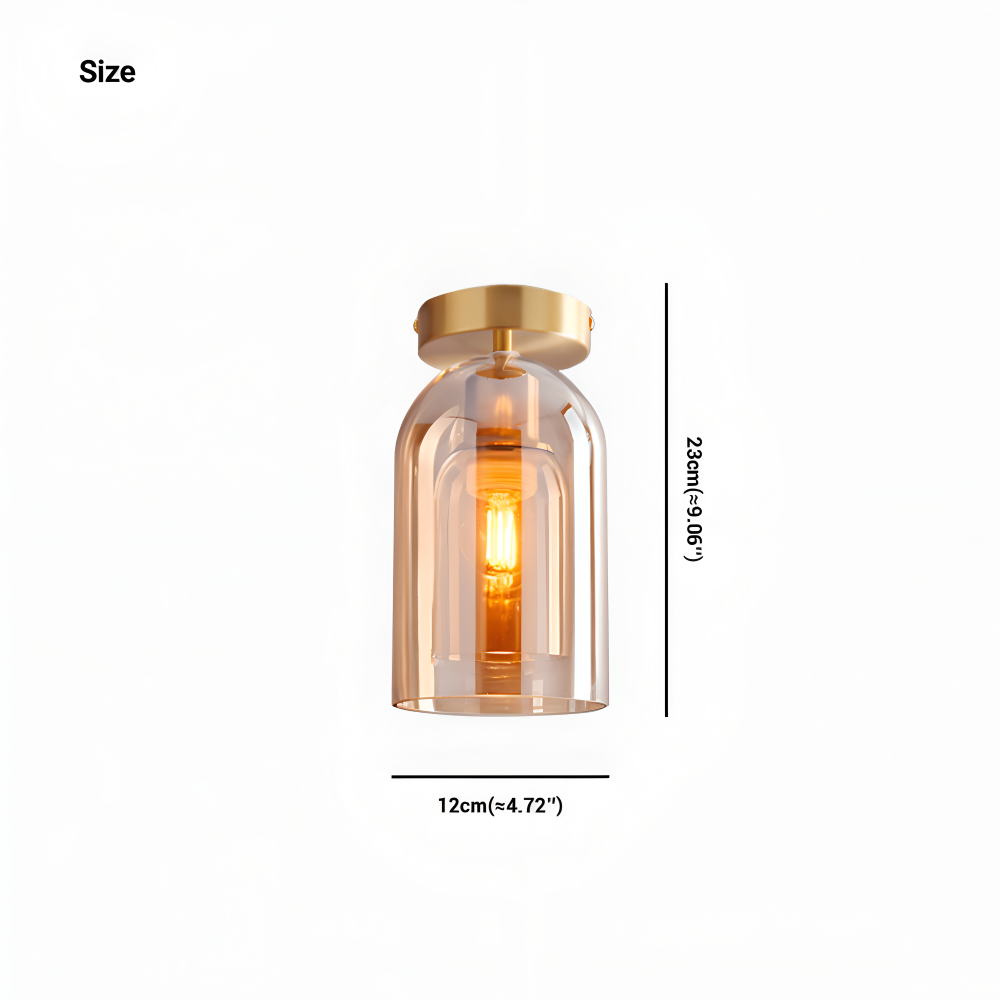 DecoRound Taklampa - Semi Flush Mount Svart Guld Rund Glas LED Taklampa