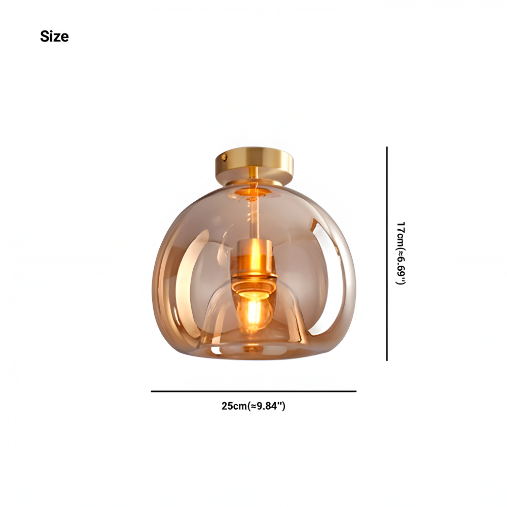 DecoRound Taklampa - Semi Flush Mount Svart Guld Rund Glas LED Taklampa