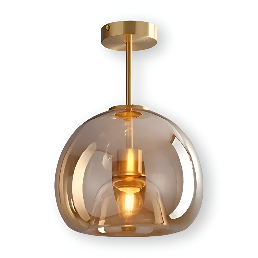 DecoRound Taklampa - Semi Flush Mount Svart Guld Rund Glas LED Taklampa