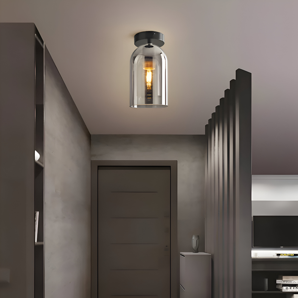 DecoRound Taklampa - Semi Flush Mount Svart Guld Rund Glas LED Taklampa
