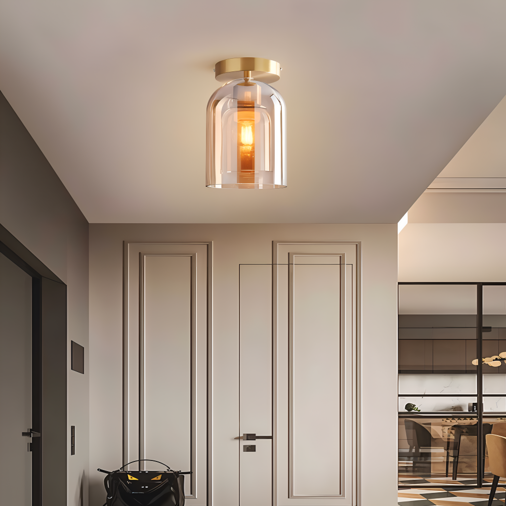 DecoRound Taklampa - Semi Flush Mount Svart Guld Rund Glas LED Taklampa